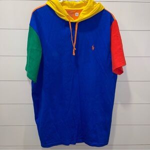 Polo by Ralph Lauren Colorblock Hooded Jersey Shirt Mens Size LT